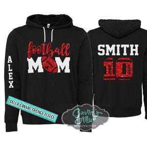 Glitter Football Mom Hoodie | Bella Canvas Sponge Fleece Football Hoodies | Football Mom Hoodies | Football Mom | Customize Colors