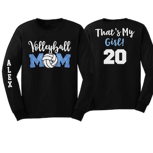 Camisa de vôlei com glitter | That's My Girl | Camisetas de vôlei de manga comprida | Camisetas de vôlei personalizadas | Personalize o time e as cores