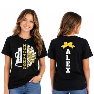 Camiseta de animadora con purpurina / Camisetas de animadora / Camisetas para mamás de animadoras / Regalo para animadoras / Camiseta con megáfono brillante / Camiseta Bella Canvas