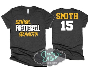 Football Shirt | Senior Football Grandpa Short Sleeve T-shirt | Football Spirit Wear | Customize Team & Colors