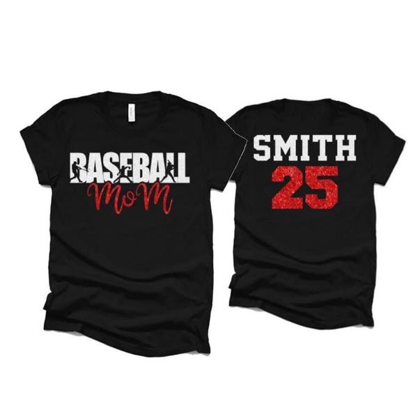 Camisetas de béisbol con purpurina para mamá / Camiseta de béisbol / Camiseta de lona Bella / Ropa deportiva de béisbol / Personaliza tus colores