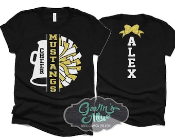 Glitter Cheer Shirt | Cheer Tshirts | Cheerleading Mom Shirts | Cheerleader Gift | Glitter Megaphone Shirt | Bella Canvas T-shirt