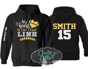 Sudadera con capucha Glitter Lineman Mom / Sudaderas con capucha de fútbol americano / Sudaderas con capucha para mamás de fútbol americano / Mamá de fútbol americano / Personaliza los colores