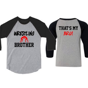 Wrestling Brother Shirt | 3/4 Sleeve Baseball Shirt | Customize with your Team & Colors | Youth and Adult