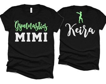 GYMNASTICS MIMI Bling Hot Fix Sports Gym Mom C Rhinestone Iron on T-Shirt
