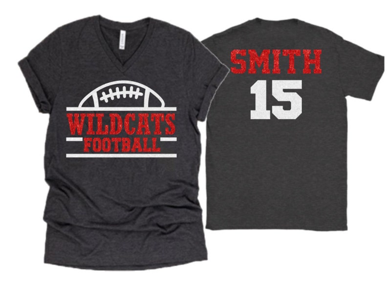 Glitter Football Shirt Football Spirit Wear Bella Canvas V Etsy