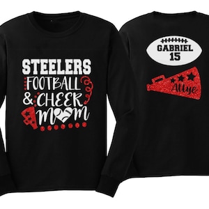 Football & Cheer Mom Shirt | Glitter Football and Cheer Long Sleeve Shirt | Customize Team and Colors