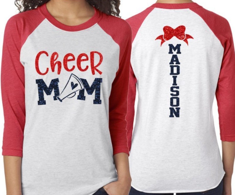 Glitter Cheer Mom Shirt Cheer Shirt 3/4 Sleeve Raglan Etsy