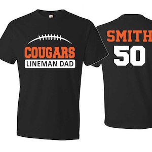 Football Dad Shirt | Lineman Dad Shirt | Football Dad Shirts | Short Sleeve T-shirt or Long Sleeve | Customize your team & colors