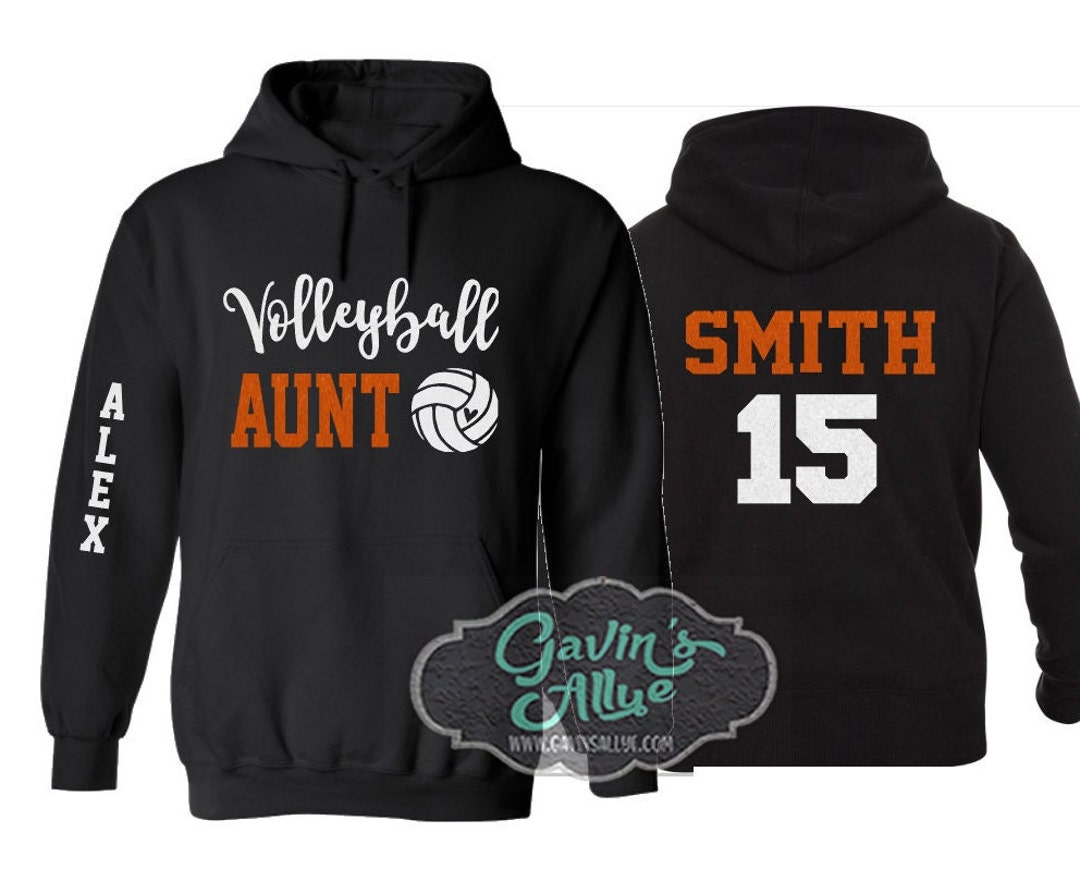 Glitter Volleyball Aunt Hoodie Volleyball Hoodies Volleyball Spirit Wear Custom Volleyball