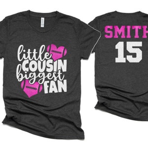 Glitter Football Cousin Shirt | Little Cousin Biggest Fan | Football Cousin Shirts | Football Spirit Wear | Bella Canvas | Football Bling