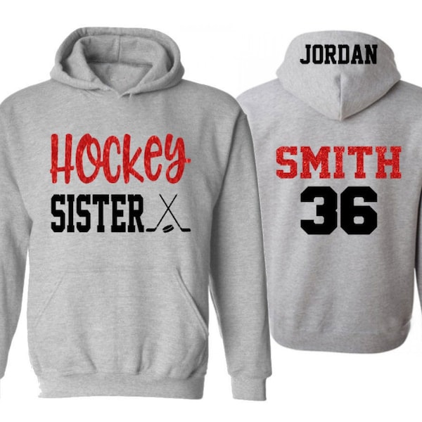 Glitter Ice Hockey Sister Hoodie | Hockey Bling | Hockey Hoodie | Hockey Spirit Wear | Customize Colors | Youth or Adult