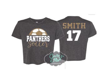 Glitter Soccer Crop Top: Custom Team Name & Number - Bella Canvas Tee