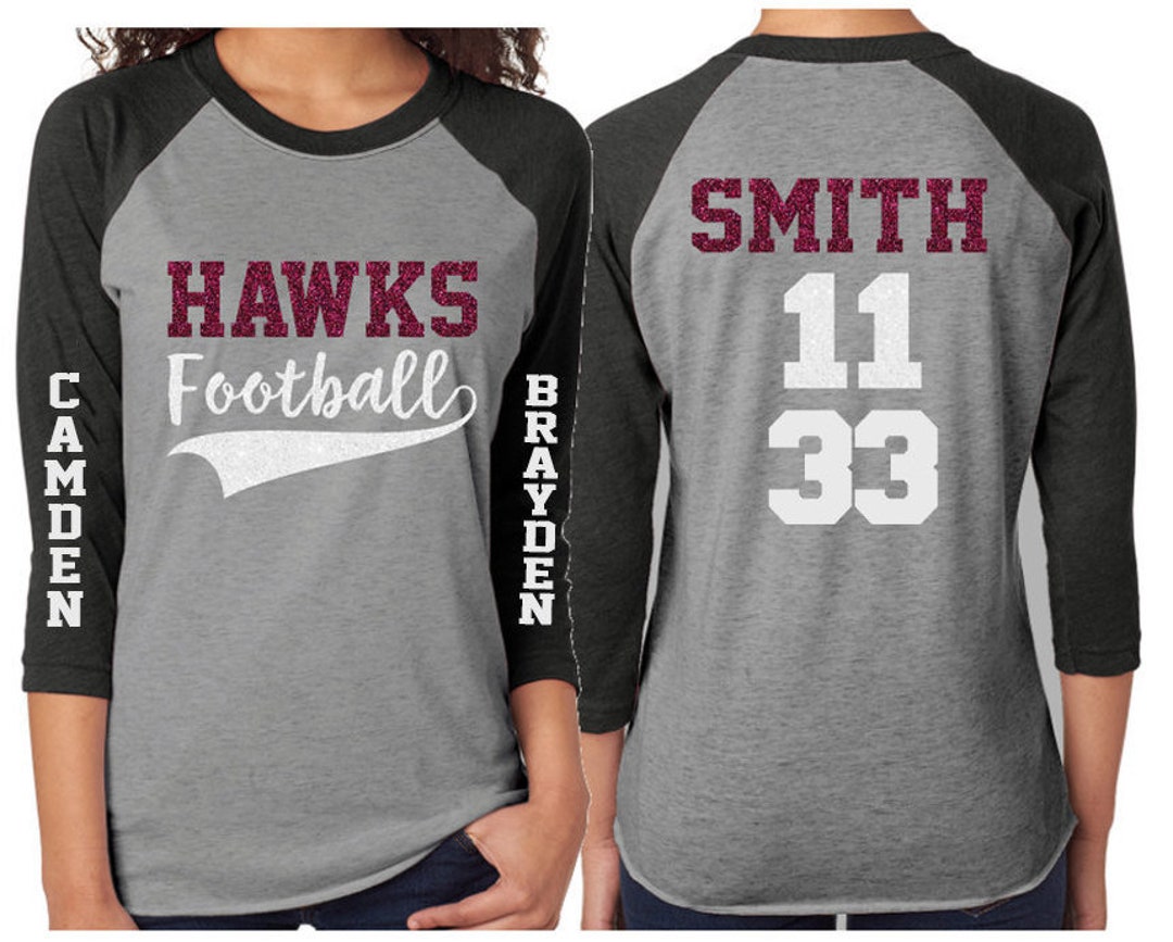 Football Mom Shirt | Glitter Football Shirt | Two Names Two