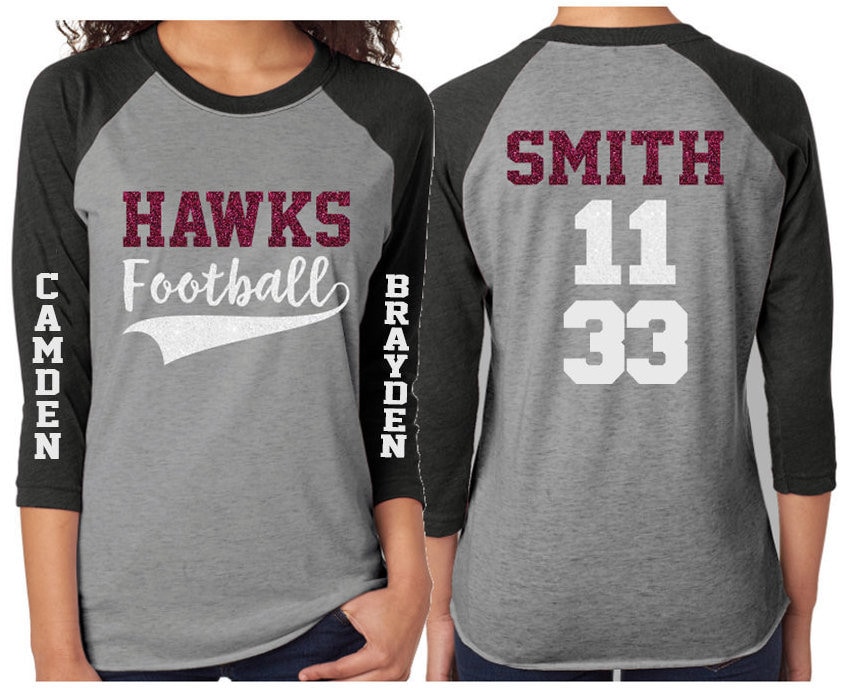Football mom shirt with two numbers Clearance