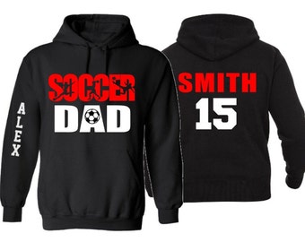 Felpe con cappuccio da calcio / Felpe con cappuccio da papà calciatore / Maglie da calcio / Colori personalizzabili