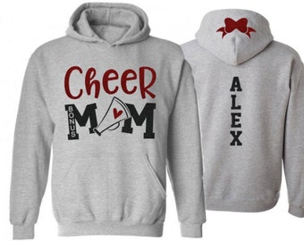 Glitter Cheer Hoodie | Glitter Cheer Bonus Mom Hoodie | Cheer Hoodie | Customize Colors