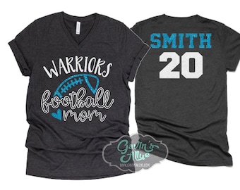 Glitter Football & Cheer Shirt | Football Spirit Wear | Bella Canvas V Neck T Shirt  | Football Bling | Customize Team and Colors