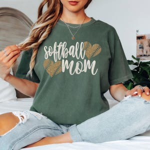 Glitter Custom Softball Shirt | Softball Mom Shirt | Comfort Colors Shirt | Softball Gift | Gift for Her | Softball Player | Softball Tees