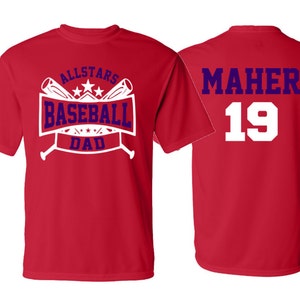 Allstars Baseball Shirt |  Performance T-shirt | Baseball Spirit Wear | Short Sleeve T-shirt | Customize team & colors