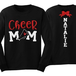 Glitter Cheer Mom Shirt | Cheer Shirt | Cheer Bling | Cheer Spirit Wear | Long Sleeve Shirt | Customize  Colors