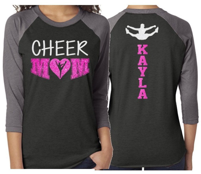 Glitter Cheer Mom Shirt Cheer Shirt 3/4 Sleeve Raglan Etsy