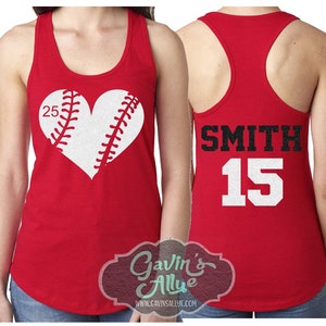schitter de Tanktop van het Honkbal | Honkbal Hart Tank | Honkbaltanktops | Racerback-tanktop | Aanpassen | Jeugd of volwassene