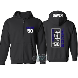 Football Zip Hoodie | Football Hoodie | Football Bling | Football Spirit Wear | Customize  Team & Colors