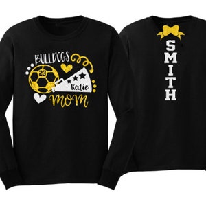 Glitter Soccer and Cheer Mom Shirt | Soccer Shirts | Soccer Mom Shirts | Long Sleeve Shirt | Customize Colors