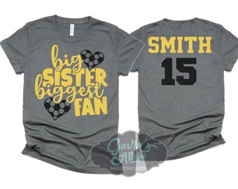 Camiseta de fútbol con purpurina para hermana mayor, fanática mayor, camiseta de fútbol, camisetas para mamás de fútbol, camisetas de fútbol, camiseta de lona Bella, para jóvenes o adultos