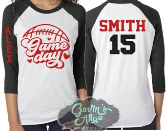 Glitter Football Mom Shirt | Football Shirts | Football Mom Shirts | 3/4 Sleeve Raglan | Customize Colors