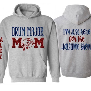 Glitter Drum Major Mom Hoodie | Drum Major Hoodie | Band Hoodie | Customize  Colors