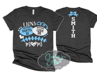 Glitter Football Shirt | Football Mom Shirts |Two Player Football Spirit Wear | Bella Canvas T Shirt | Customize