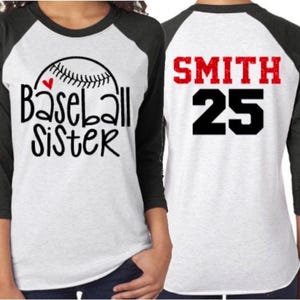 Camiseta de béisbol con purpurina / Camisetas de béisbol / Hermana del béisbol / Ropa de béisbol / Colores personalizados / Jóvenes o adultos