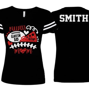 Glitter Football & Cheer Mom Shirt | Football and Cheer Shirts | Short Sleeve Vneck Shirt | Customized Football Shirt