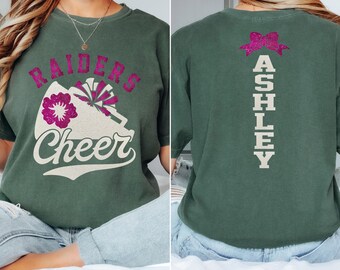 Glitter Custom Cheer Shirt | Personalized Cheer Shirt | Flower Cheerleader Shirt | Comfort Colors | Gift for Cheerleader | Cute Cheer Shirt