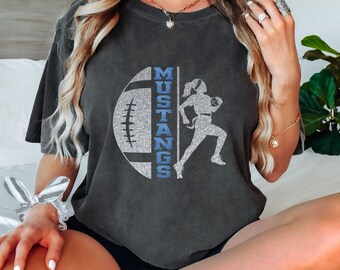 Glitter voetbalshirt, voetbalteamshirt, voetbalcadeaus, wedstrijddagshirt, voetbalshirt, voetbalshirt moeder, comfortkleuren