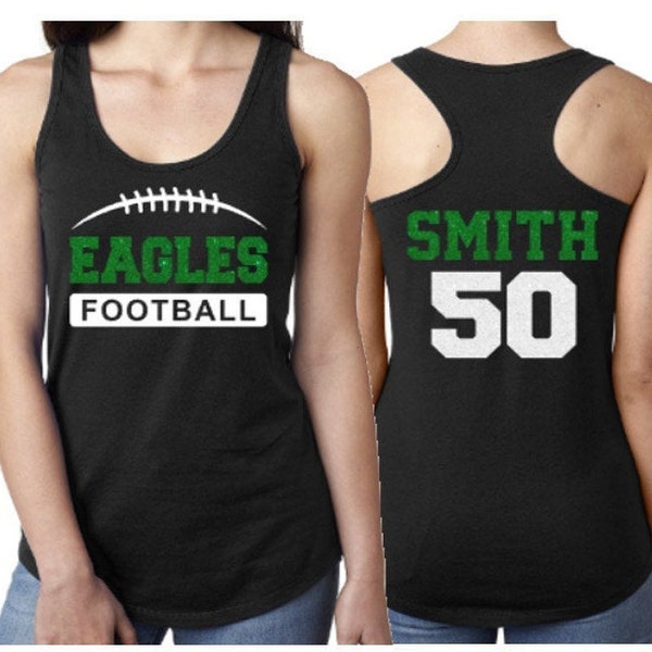 Glitter Football Tank | Racerback Tank | Football Tank | Football Bling | Customize | Youth or Adult