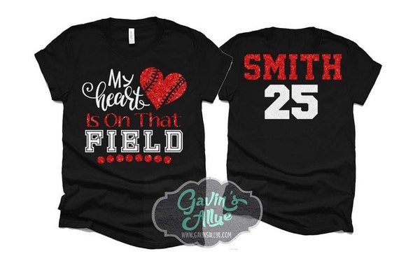 My Heart Is On That Field Baseball T-Shirt For Mom My Heart Is On That Field Baseball T-Shirt For Mom