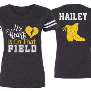 Glitter My Heart is on that Field Drill Team Shirt | Drill Team Shirts | Drill Team Mom Shirts | V Neck Short Sleeve Shirt