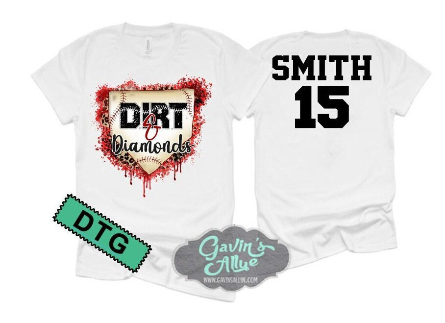 Dirt & Diamonds Baseball Mom Shirt - Soft Cotton Blend Bleached Tee With Funny Print For Softball Game Day & Mom Life
