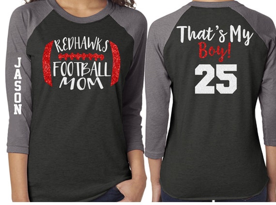 REDHAWKS WOMENS V NECK CAP SLEEVE - FOOTBALL MOM REDHAWKS WOMENS V NECK CAP SLEEVE - FOOTBALL MOM