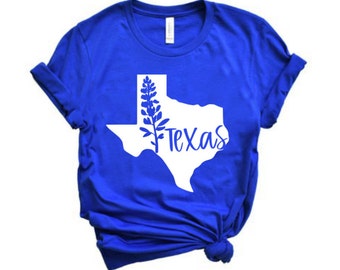 Camiseta de Texas / Camiseta de Texas Bluebonnet / Camiseta de Texas / Camiseta de Texas / Camiseta estatal / Para jóvenes o adultos