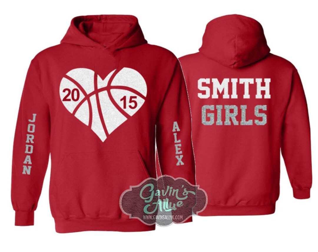 Glitter Basketball Hoodie Basketball Heart Basketball Hoodies