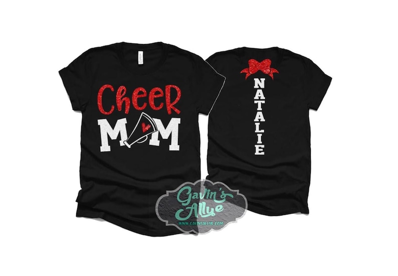 Glitter Cheer Mom Shirt | Cheer Shirt | Cheer Bling | Cheer Spirit Wear | Bella Canvas T-shirt | Short Sleeve Shirt image 1