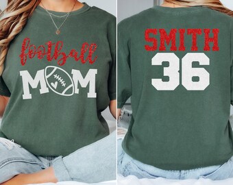 Glitter voetbalshirt, voetbalteamshirt, voetbalcadeaus, wedstrijddagshirt, voetbalshirt, voetbalshirt moeder, comfortkleuren