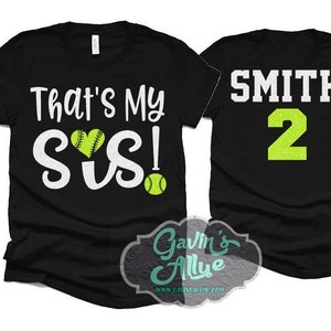 Camisas de sóftbol con purpurina / Camisa de hermana de sóftbol / ¡Esa es mi hermana! / Playera Manga Corta de Softball / Personaliza tus colores