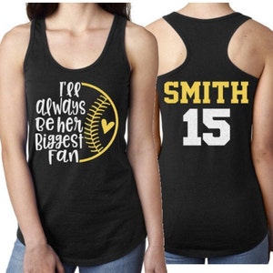 Glitter Softball Tank | Her Biggest Fan |Softball Racerback Tank | Softball Tank | Customize Youth or Adult