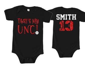 Glitter Baseball Shirts | Baseball Sister Infant Bodysuit | That's My Unc! | Bella Canvas Bodysuit