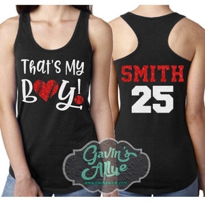 Glitter Baseball Mom Tank Top | That's My Boy | Baseball  Racerback Tank | Custom Baseball Tank Top | Customize name & number